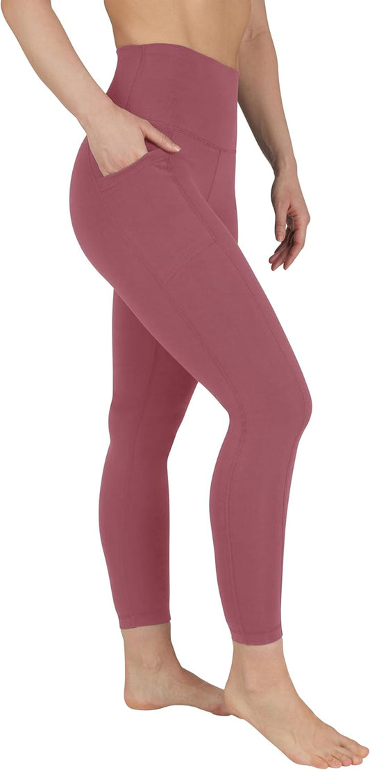 Cotton High Waist Ankle Length Compression Leggings with Elastic Free Waistband