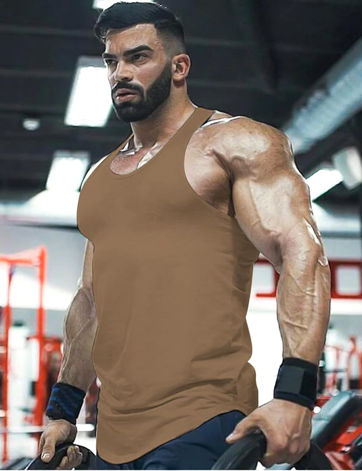 Men'S 3 Pack Gym Workout Tank Tops Y-Back Muscle Tee Stringer Bodybuilding Sleeveless T-Shirts